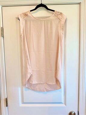Ya Los Angeles Blush Pink Sleeveless Blouse with Sequin Shoulders